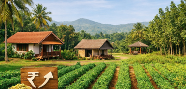 Managed farmland with greenery, generating passive income near Bangalore